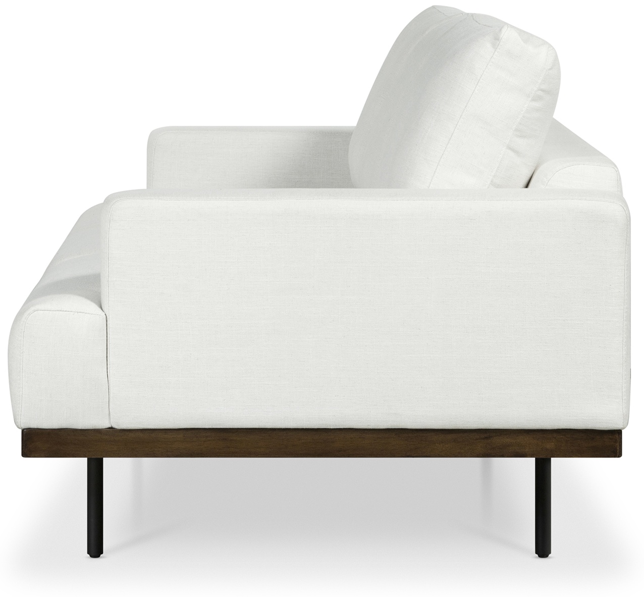 Sofá Tribeca de 4 puestos con marco de rubberwood teñido de walnut, tela Diego Cream. - image 3