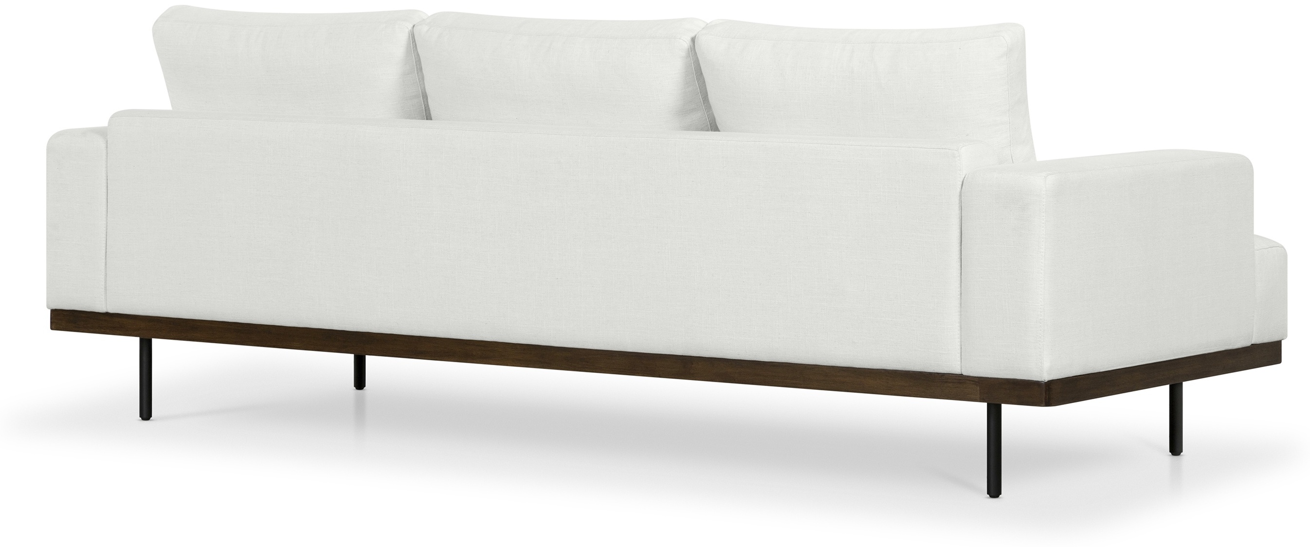 Sofá Tribeca de 4 puestos con marco de rubberwood teñido de walnut, tela Diego Cream. - image 5