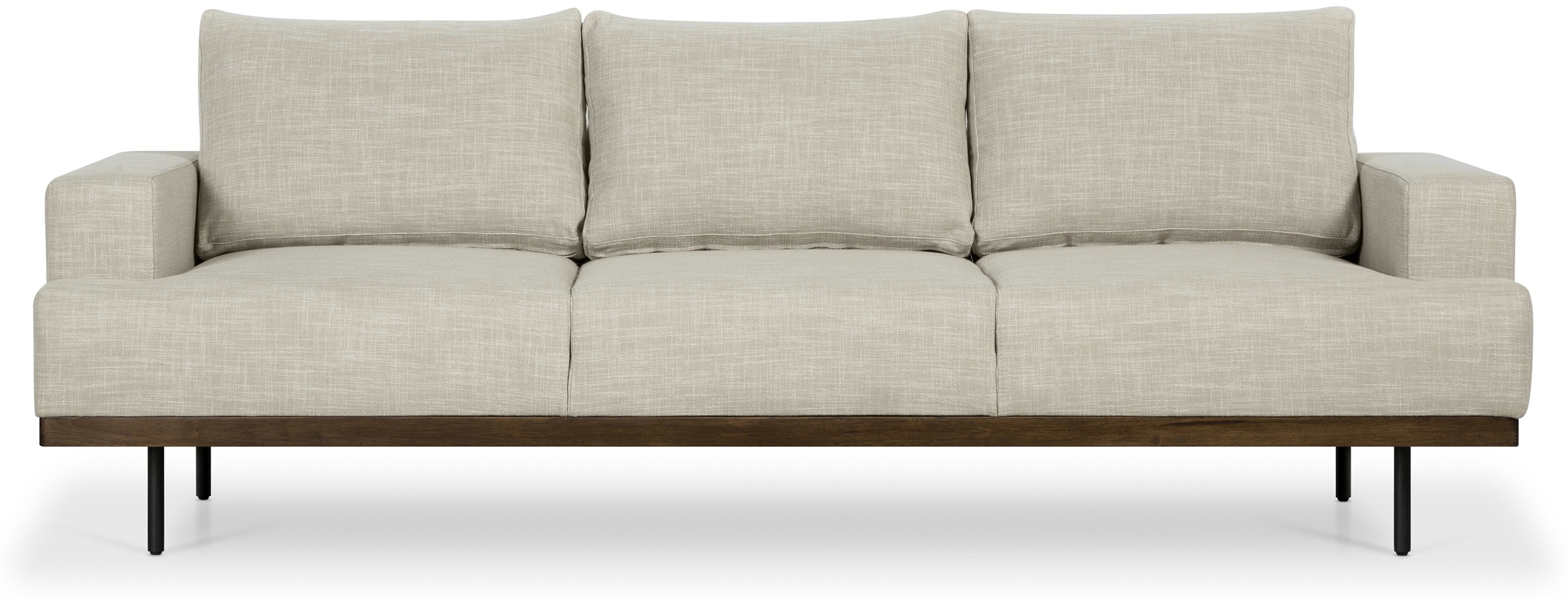 Sofá Tribeca de 4 puestos con marco de rubberwood teñido en walnut, tela Groove Mole. - image 1