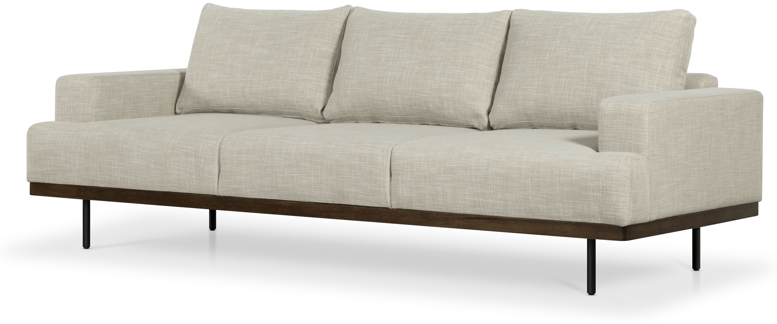 Sofá Tribeca de 4 puestos con marco de rubberwood teñido en walnut, tela Groove Mole. - image 2