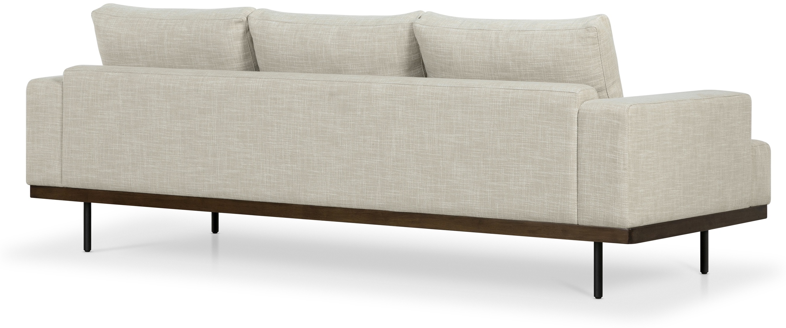 Sofá Tribeca de 4 puestos con marco de rubberwood teñido en walnut, tela Groove Mole. - image 4