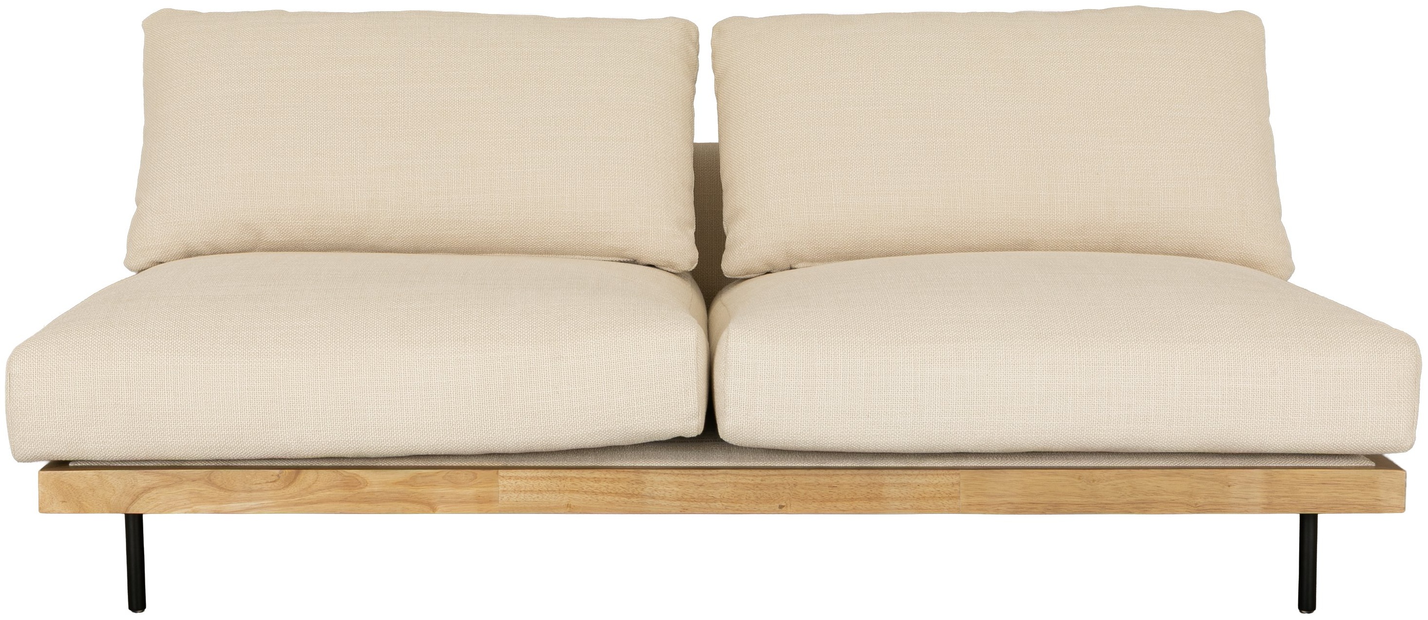 Sofá modular sabi de 2 puestos con marco sólido de rubberwood natural, tela Bermuda Ivory - image 1