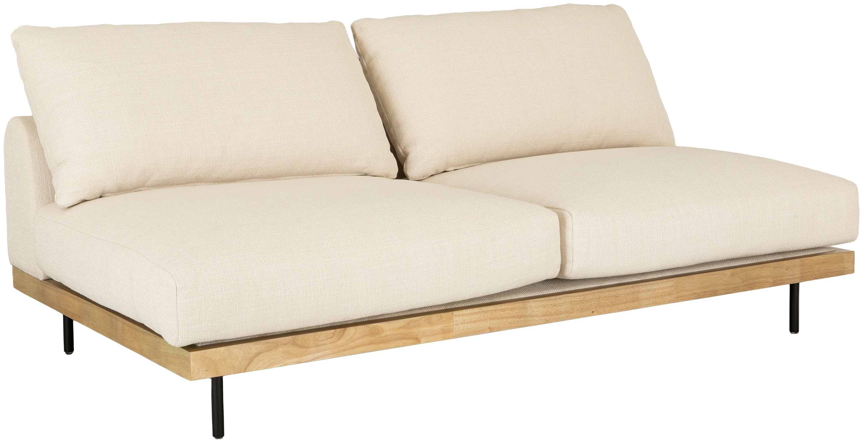 Sofá modular sabi de 2 puestos con marco sólido de rubberwood natural, tela Bermuda Ivory - image 3