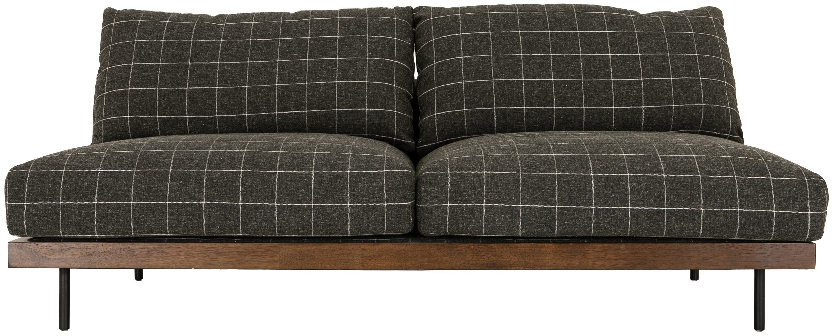 Sofá modular sabi de 2 puestos con marco de rubberwood teñido en walnut, tela Savane Charcoal. - image 2
