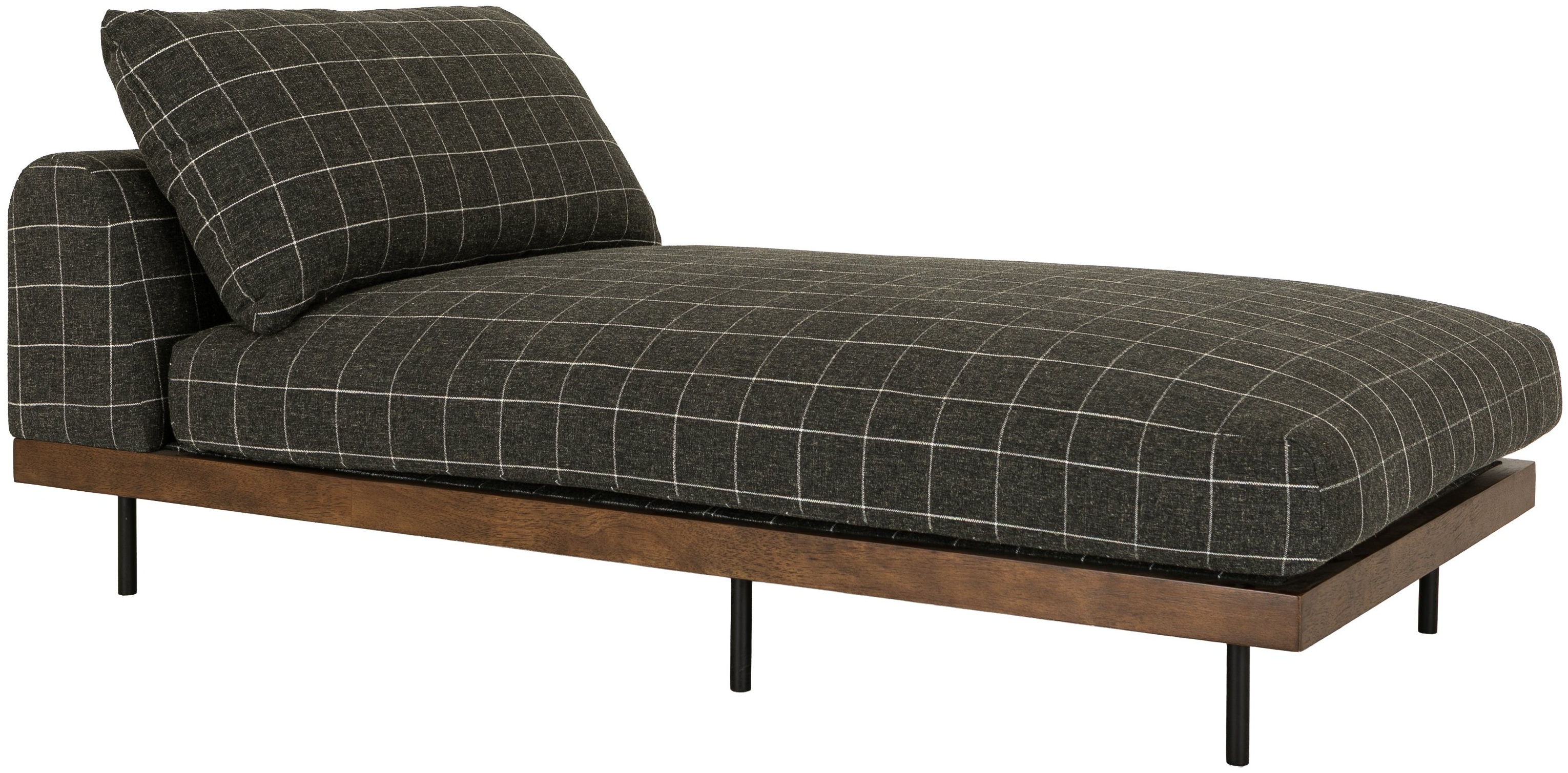 Sabi modular sofa chaise with Solid walnut stained rubberwood frame, Savane Charcoal Fabric - image 1
