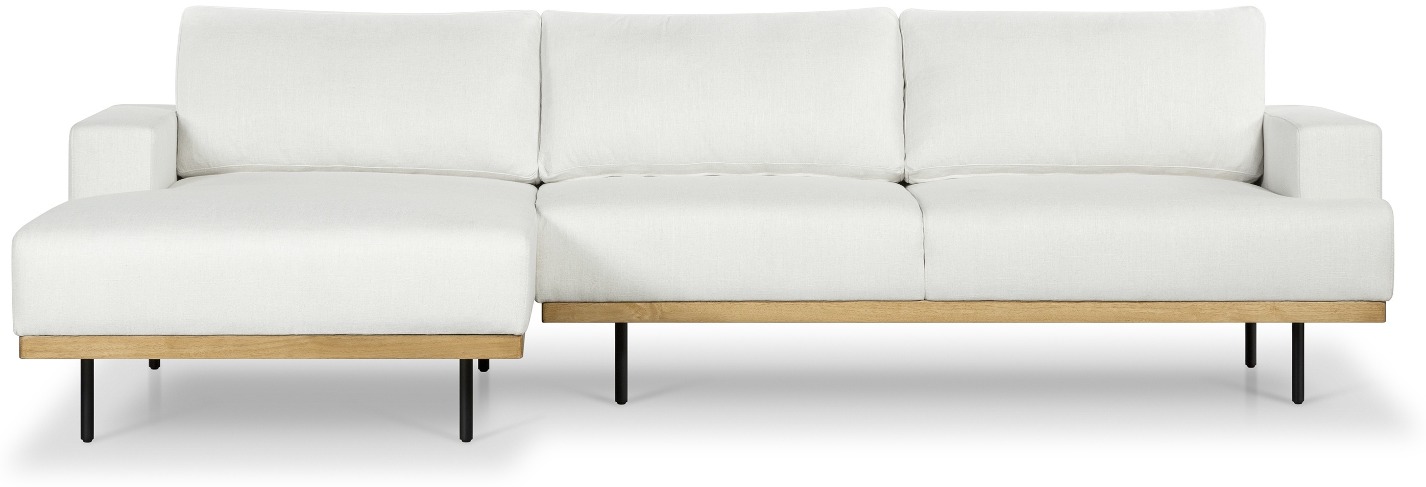 Sofá seccional Tribeca con marco sólido de rubberwood natural, tela Diego Cream - image 1