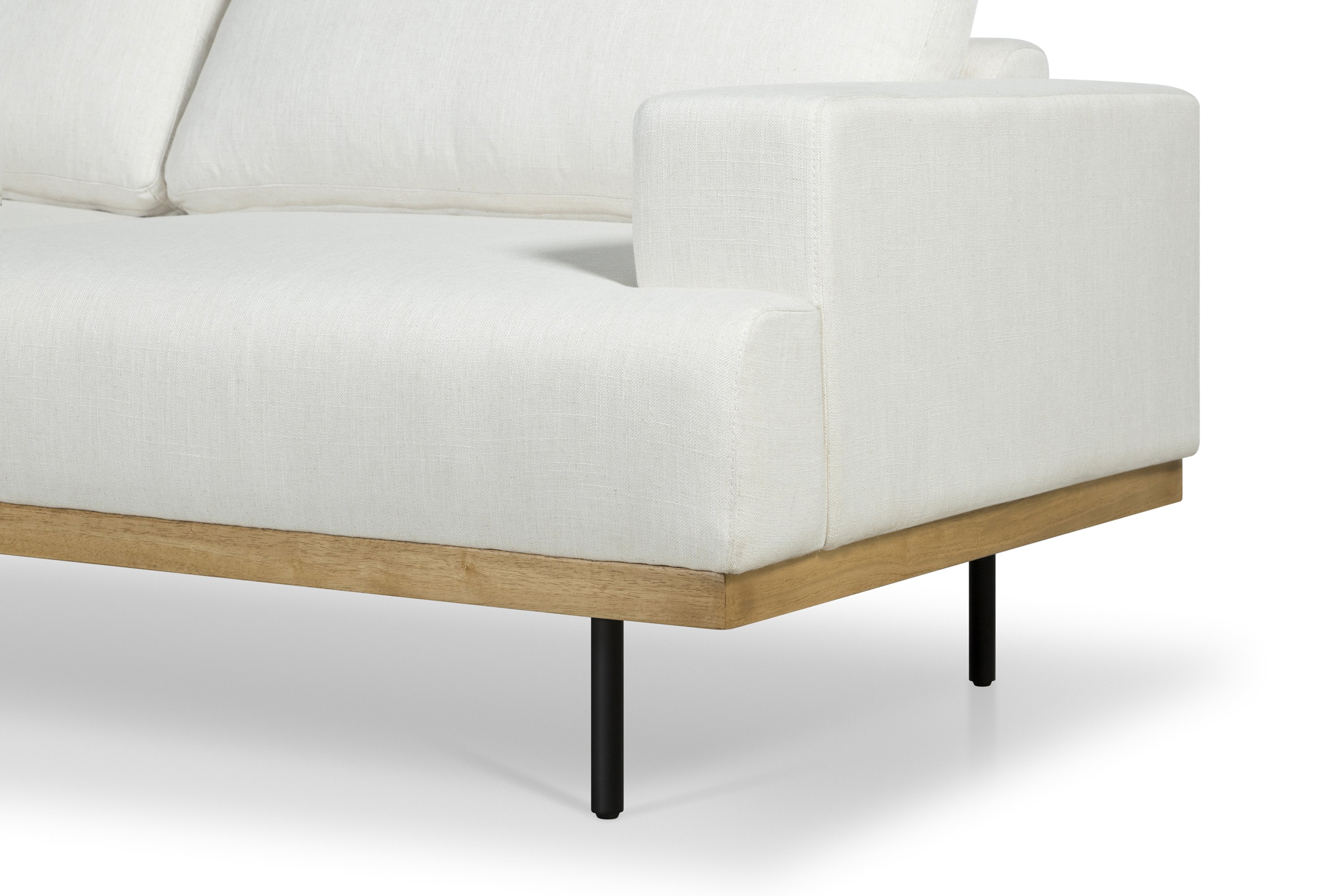 Sofá seccional Tribeca con marco sólido de rubberwood natural, tela Diego Cream - image 2