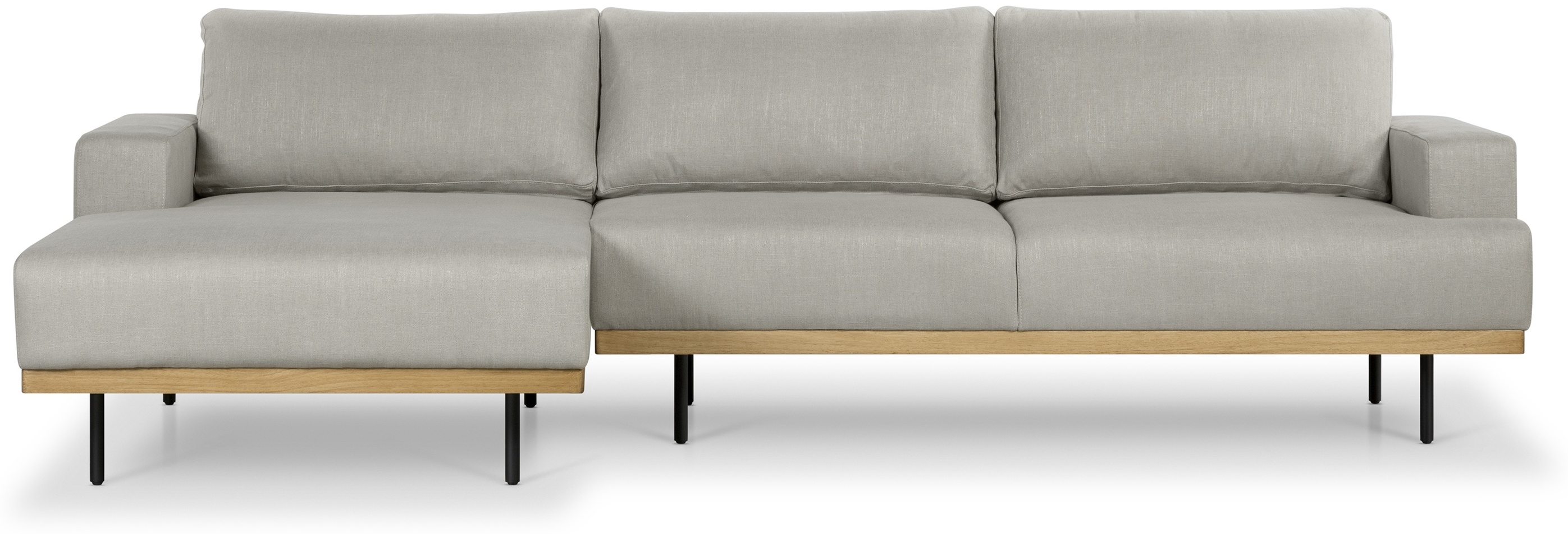 Sofá seccional Tribeca con marco de rubberwood natural sólido, tela Diego Khaki. - image 1