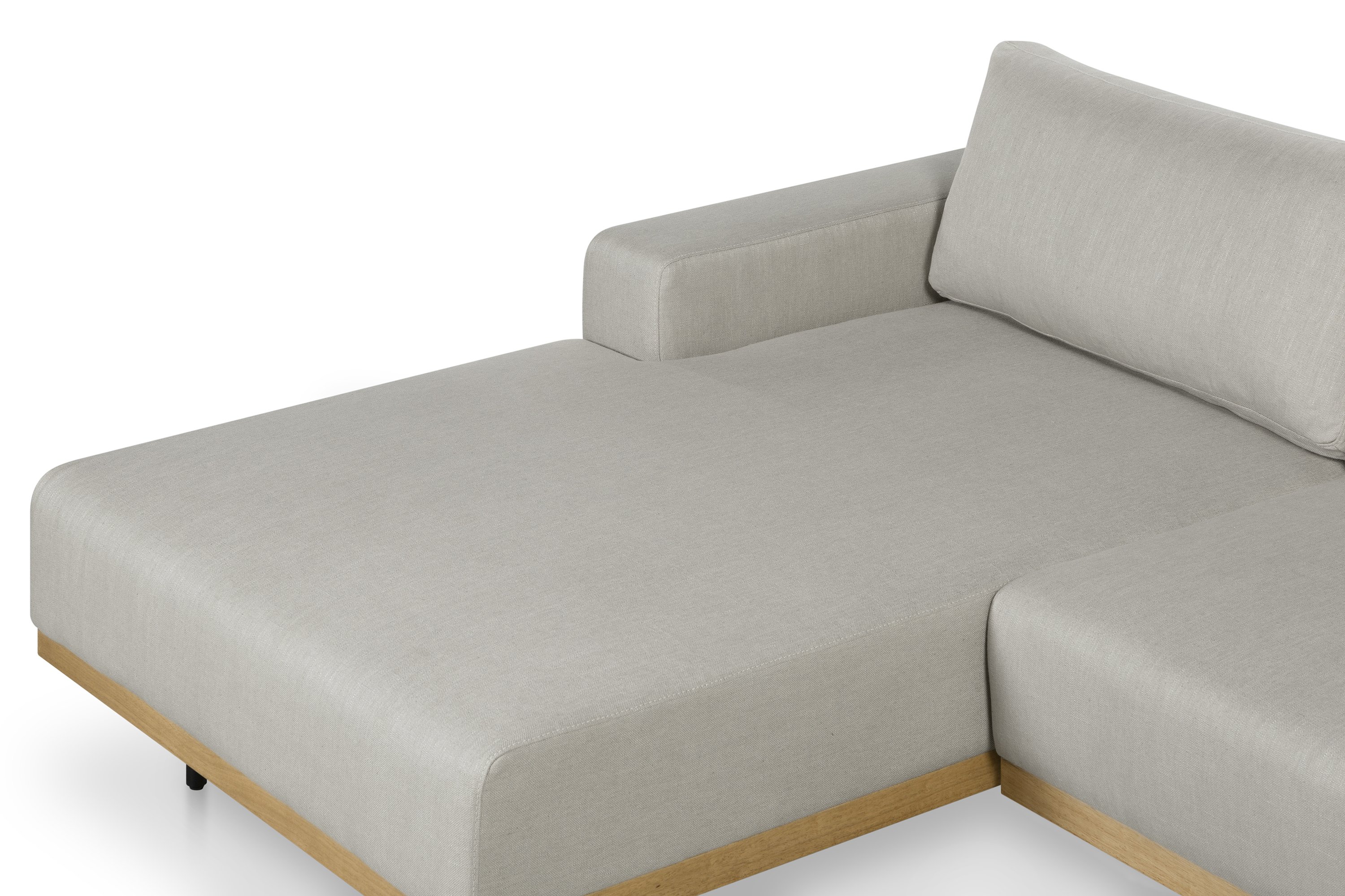 Sofá seccional Tribeca con marco de rubberwood natural sólido, tela Diego Khaki. - image 2