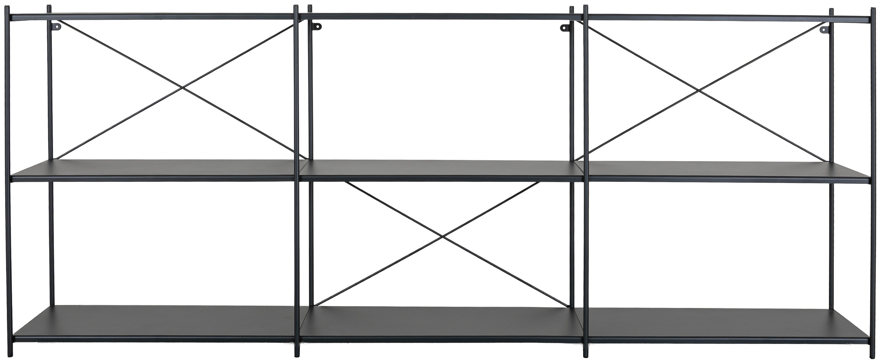 X Shelf Wide Floor Shelf con marco de acero recubierto en pintura electrostática negra, 209 cm. - image 1