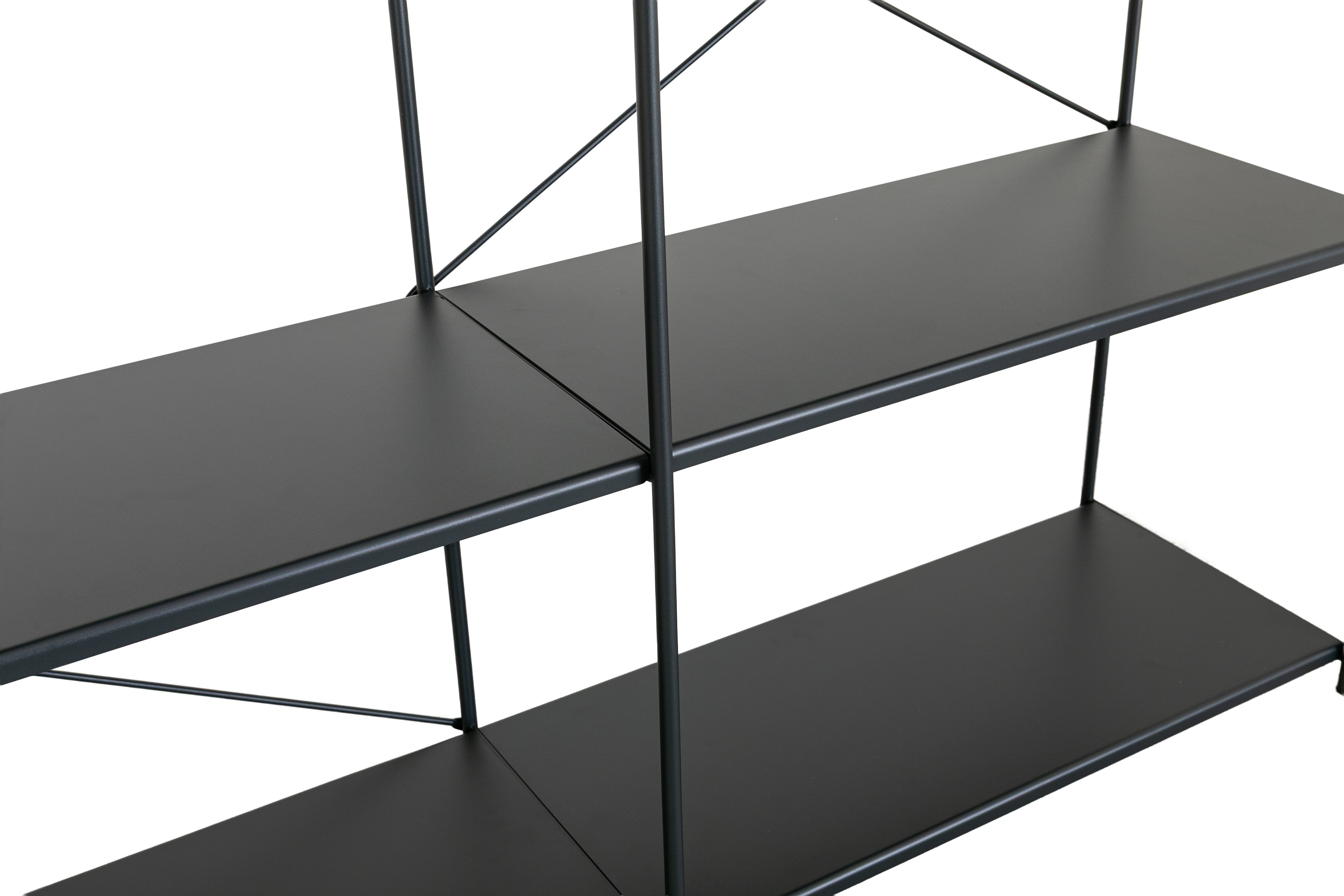 X Shelf Wide Floor Shelf con marco de acero recubierto en pintura electrostática negra, 209 cm. - image 3