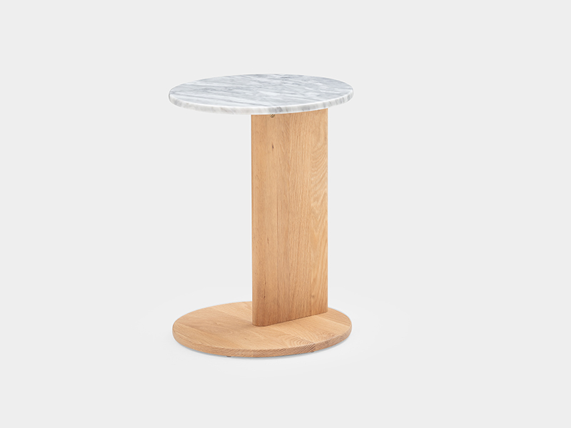 Ciso side table with Solid natural oak frame, Natural Travertine top, 40 cm - image 3