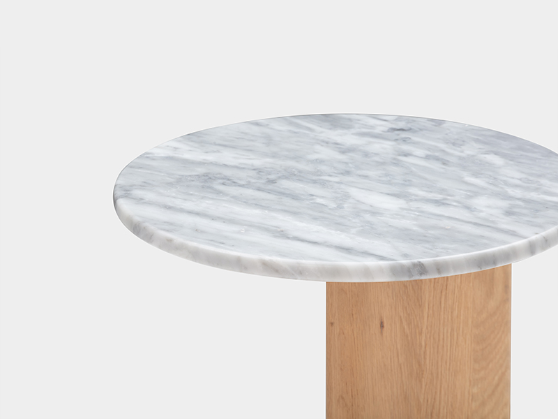 Ciso side table with Solid natural oak frame, Natural Travertine top, 40 cm - image 4