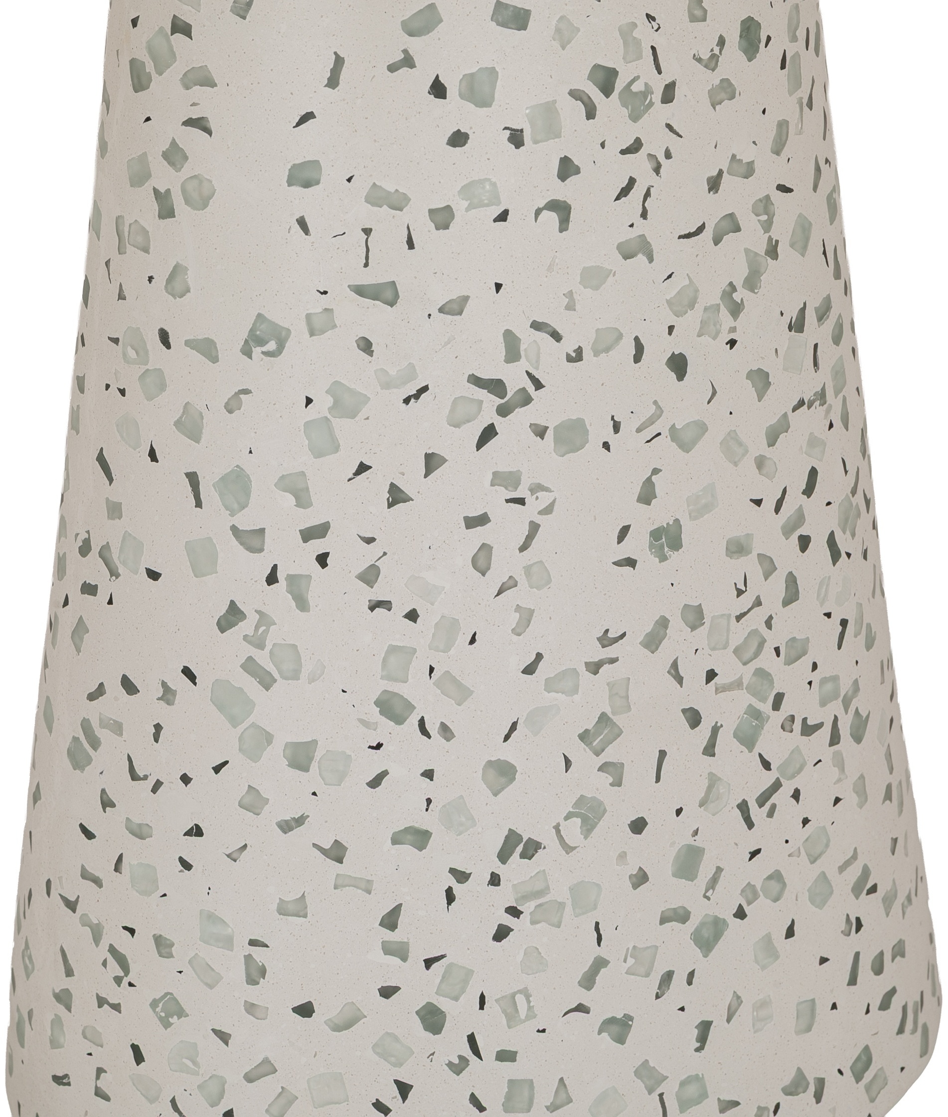 Mesa lateral ovalada Cora con marco de Terrazzo blanco con escamas de colores, sobre de cemento de fibra color crema con acabado plano, 58 cm. - image 2