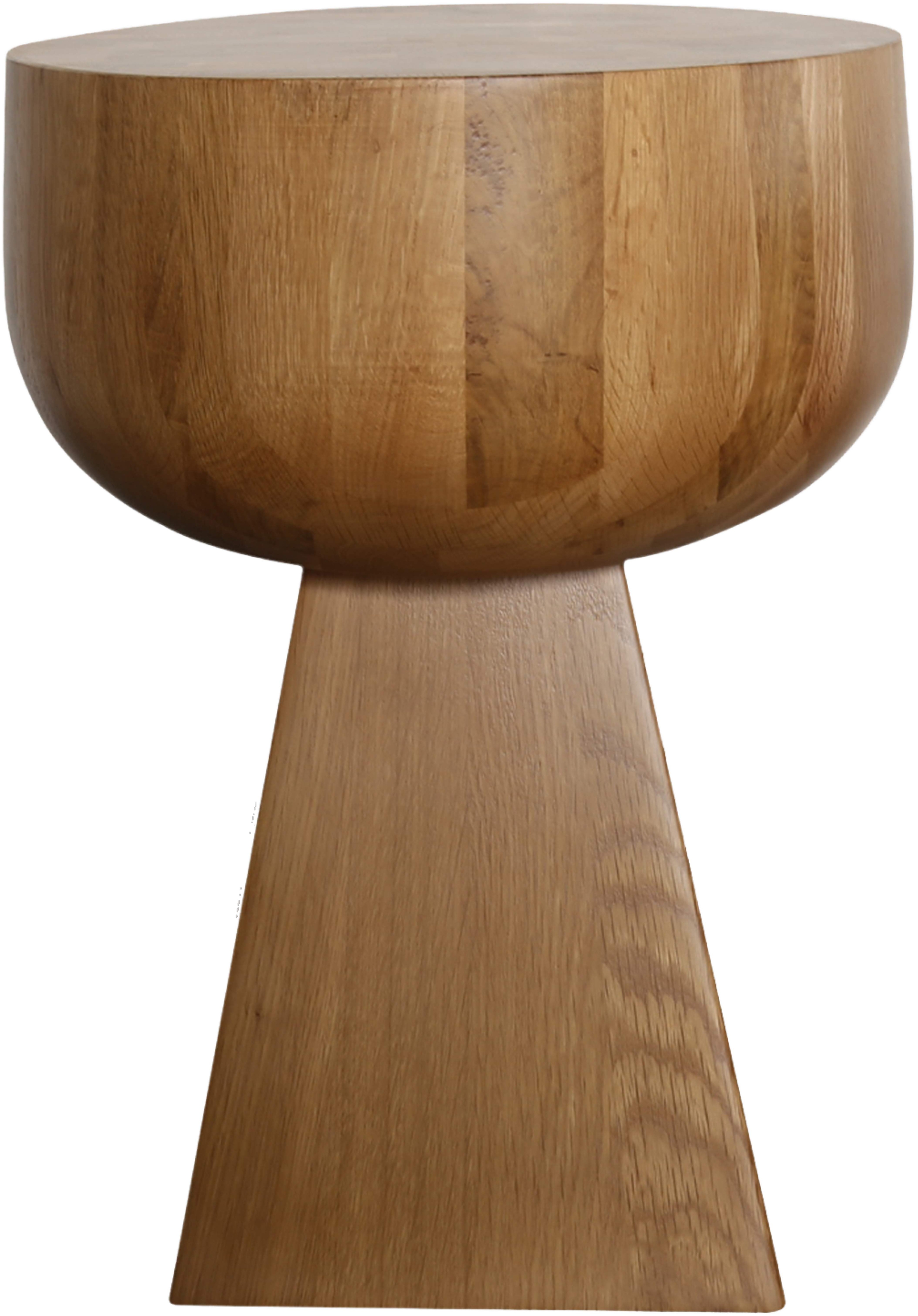 Mesa lateral Drum con marco sólido de roble natural, 38 cm. - image 2