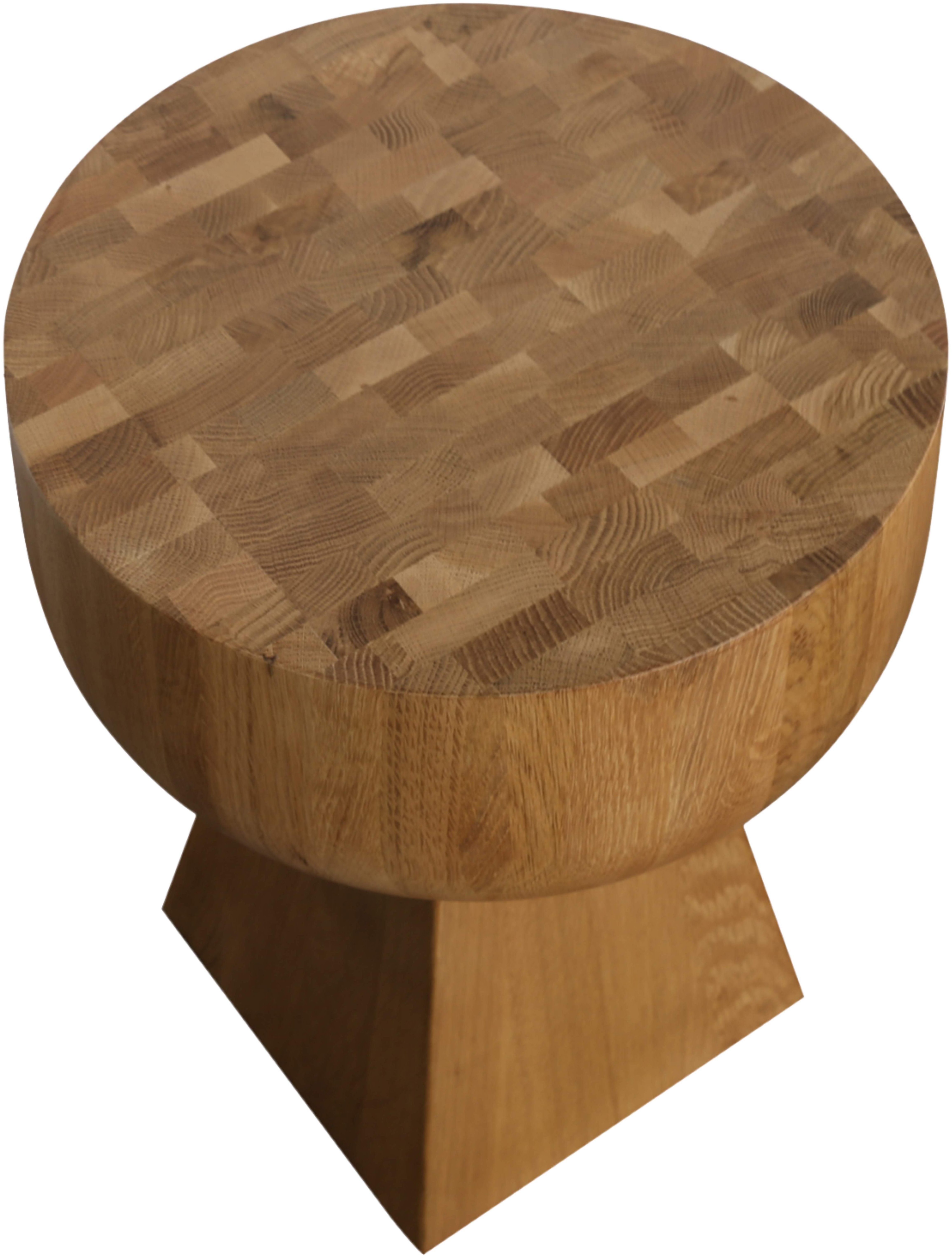 Mesa lateral Drum con marco sólido de roble natural, 38 cm. - image 3