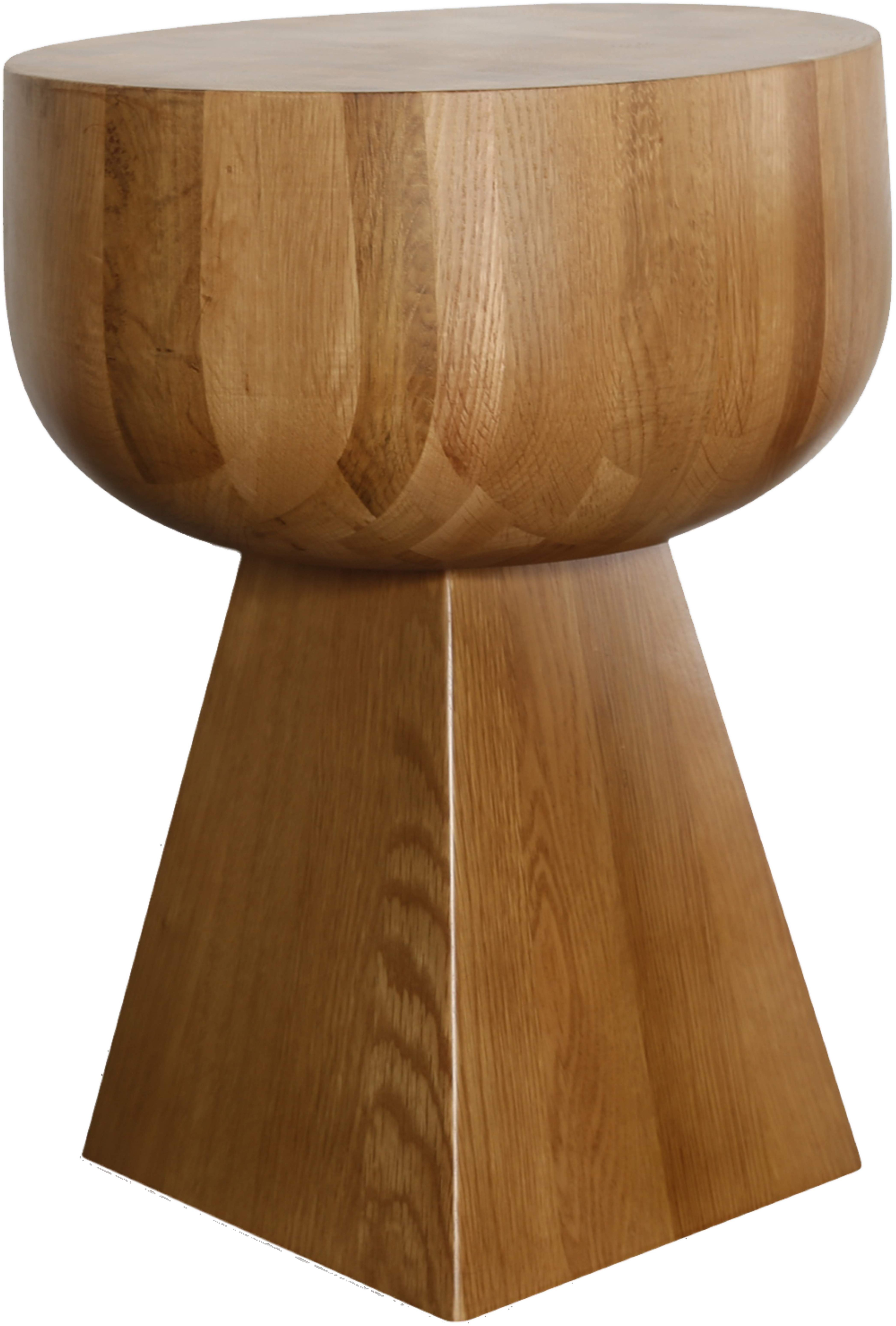 Mesa lateral Drum con marco sólido de roble natural, 38 cm. - image 4