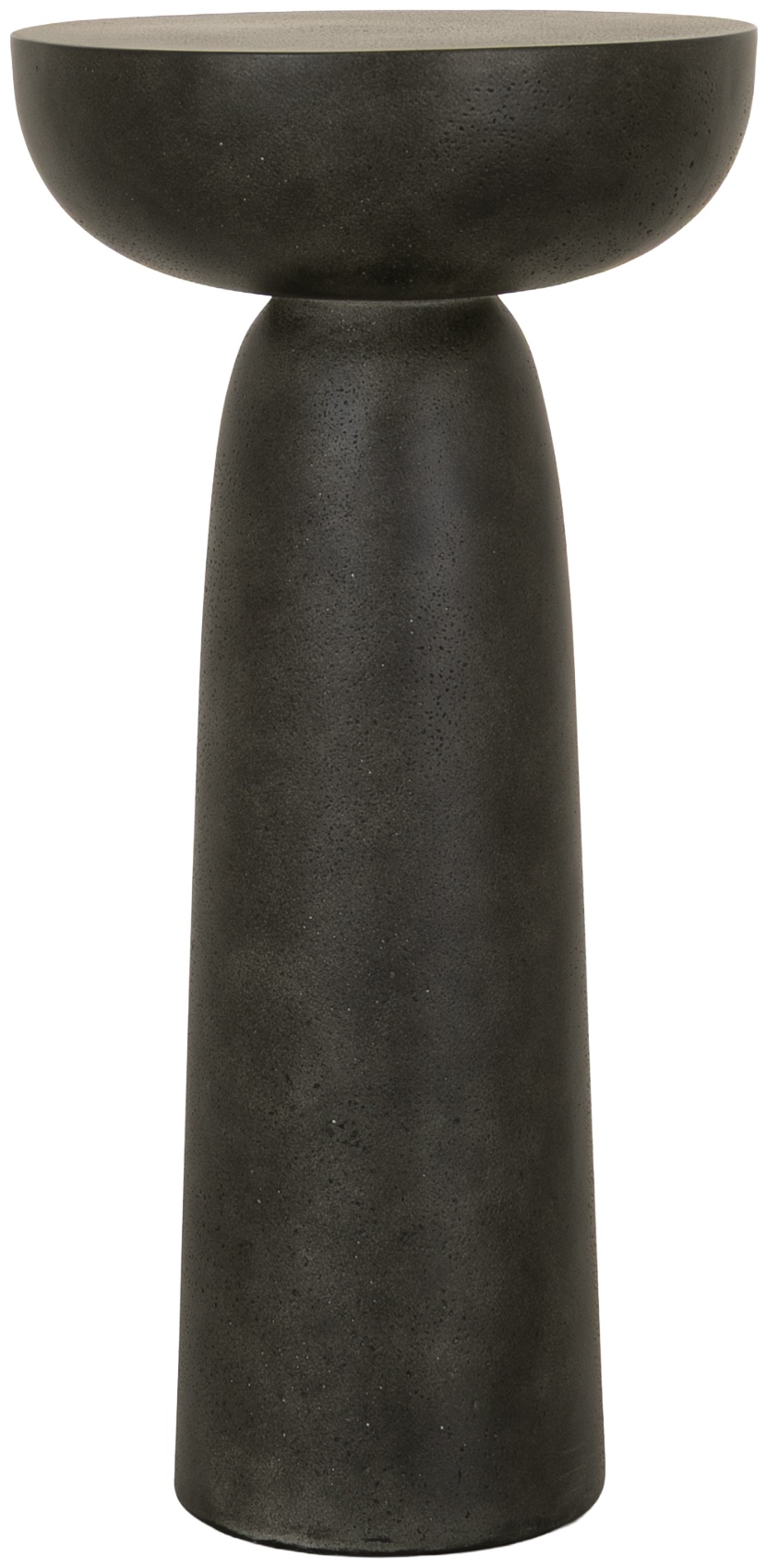 Mesa lateral Gato con marco de cemento negro fibroso con acabado picado, 30 cm. - image 1