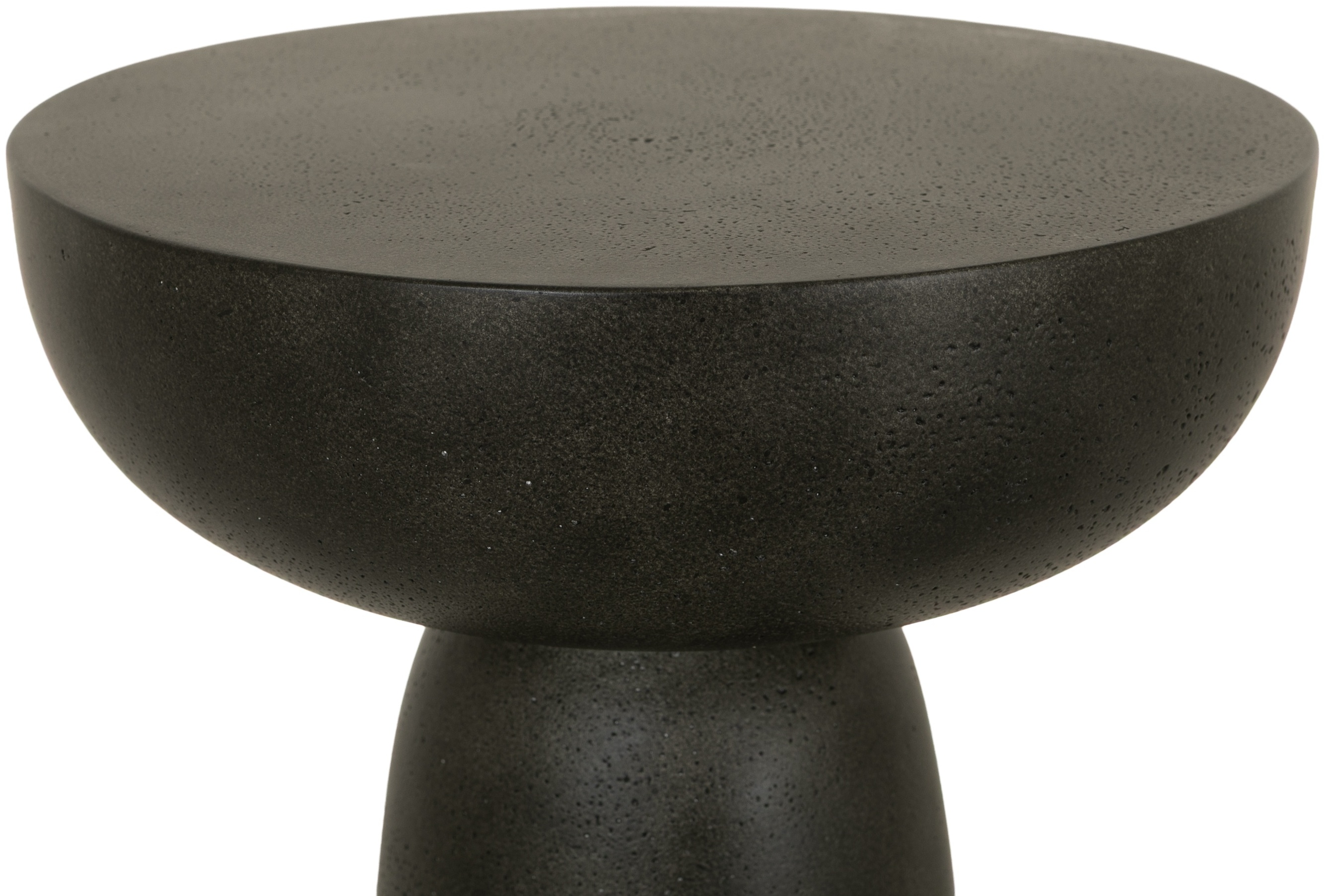 Mesa lateral Gato con marco de cemento negro fibroso con acabado picado, 30 cm. - image 2