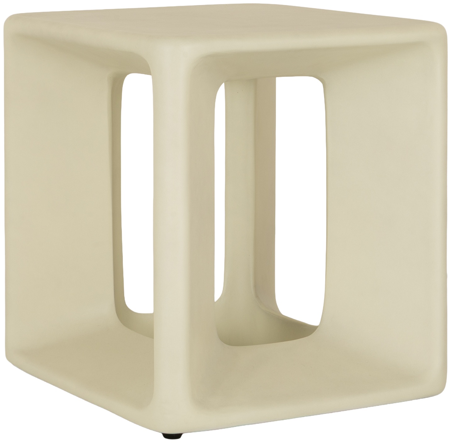 Mesa lateral kubo con marco de cemento de fibra gris claro con acabado plano, 48 cm. - image 1