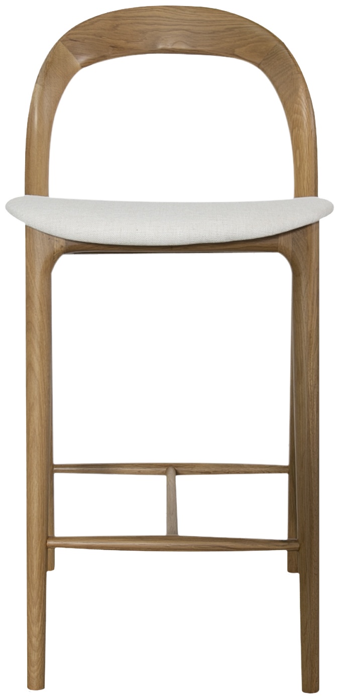 Silla de counter bentwood con marco de roble natural sólido, Tela Diego Cream. - image 1