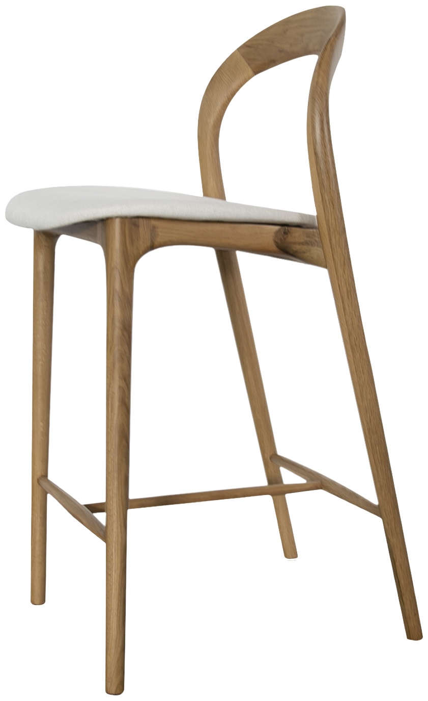 Silla de counter bentwood con marco de roble natural sólido, Tela Diego Cream. - image 2