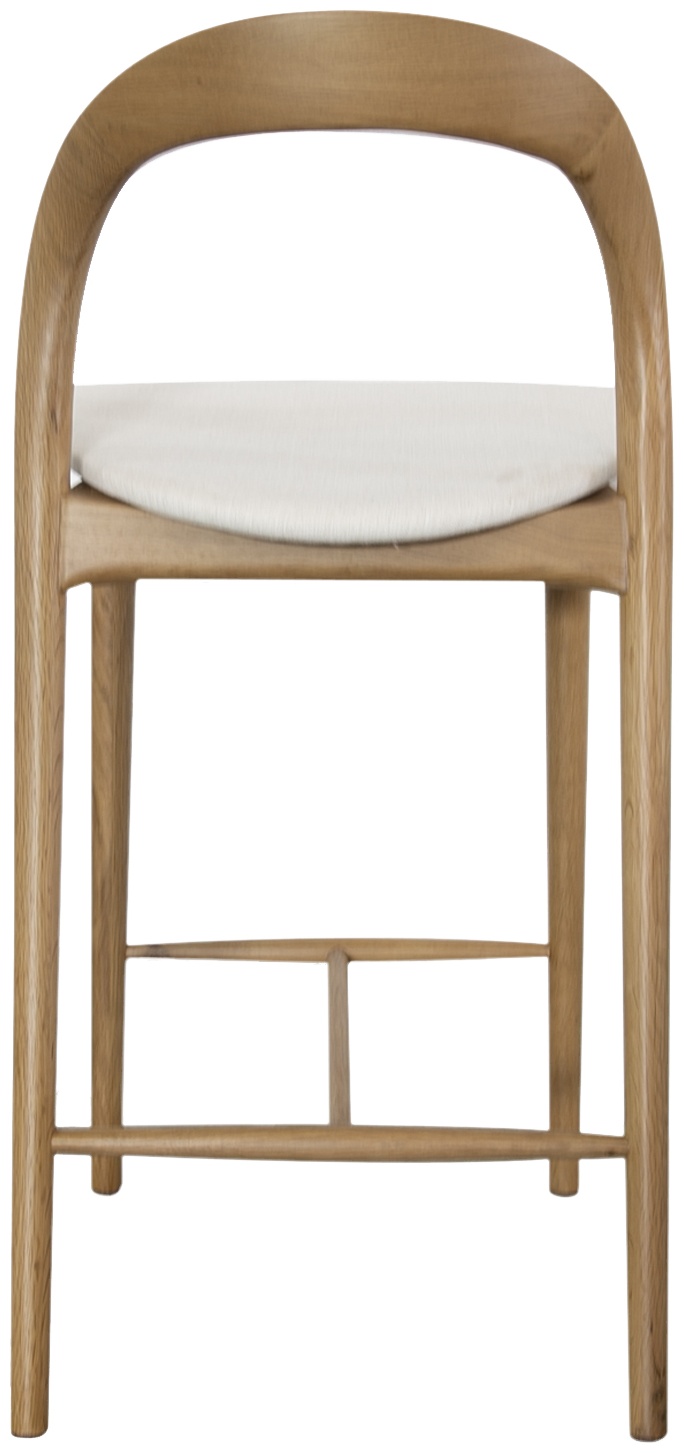 Silla de counter bentwood con marco de roble natural sólido, Tela Diego Cream. - image 4