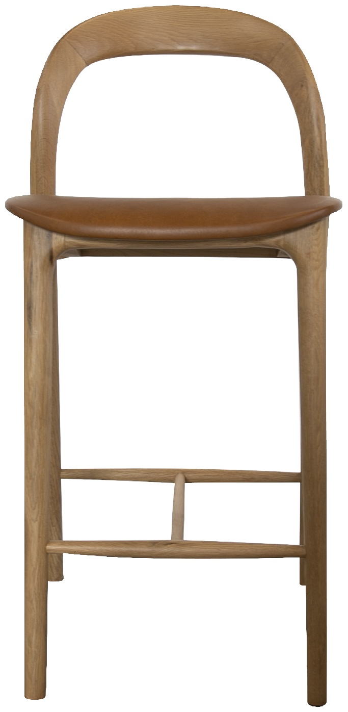 Silla de counter bentwood con marco de roble natural sólido, cuero Oxford Spice. - image 1