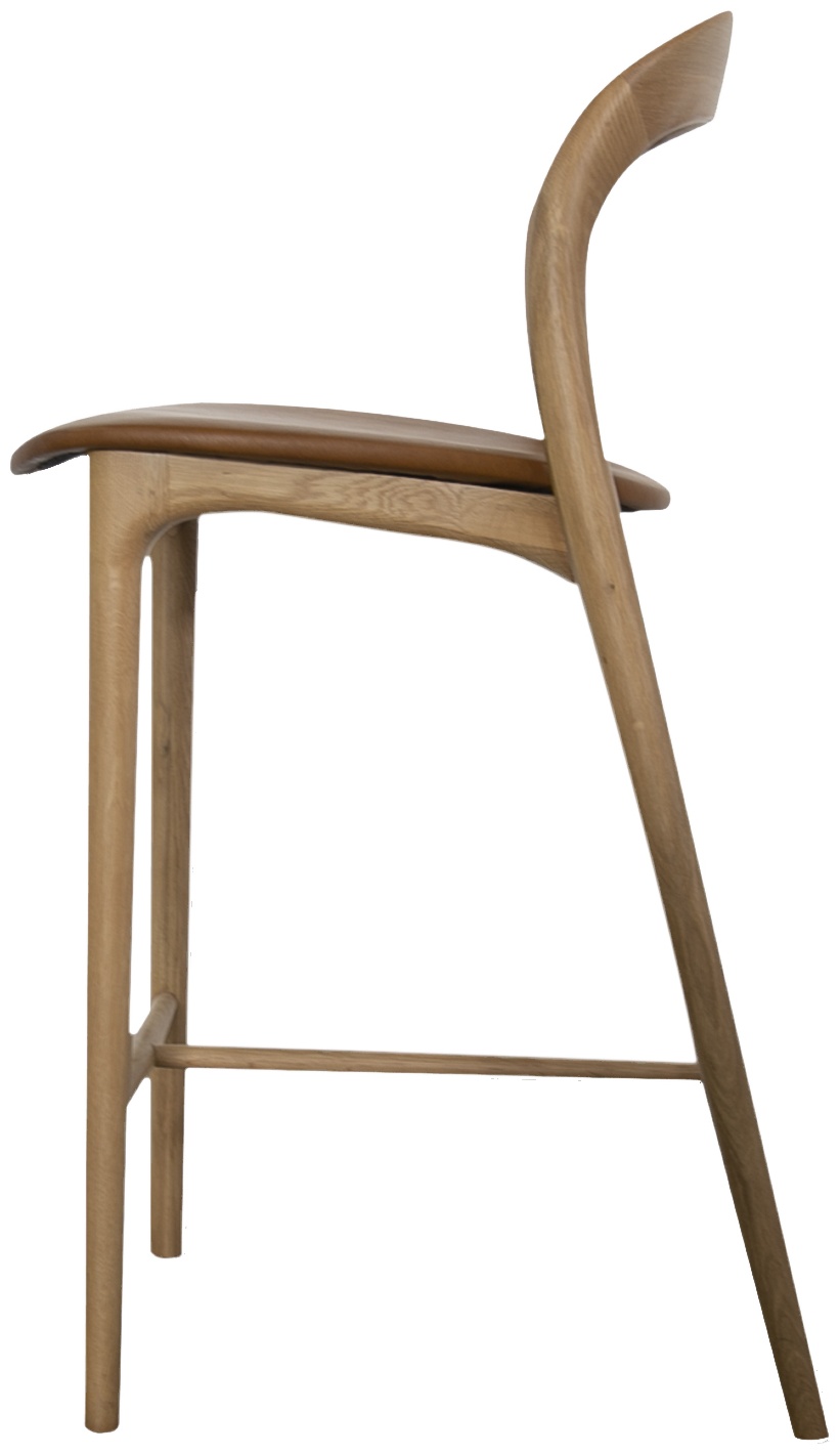 Silla de counter bentwood con marco de roble natural sólido, cuero Oxford Spice. - image 3