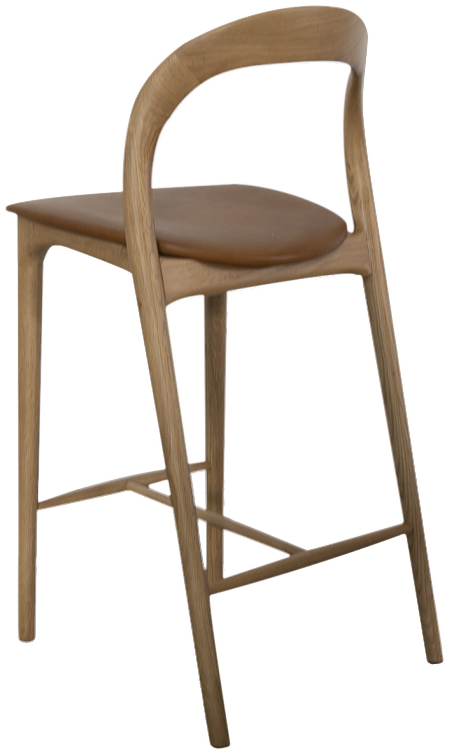 Silla de counter bentwood con marco de roble natural sólido, cuero Oxford Spice. - image 4