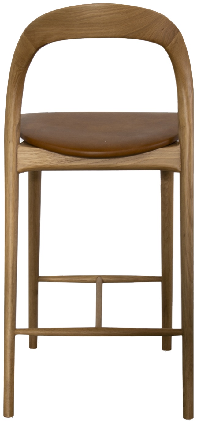 Silla de counter bentwood con marco de roble natural sólido, cuero Oxford Spice. - image 5