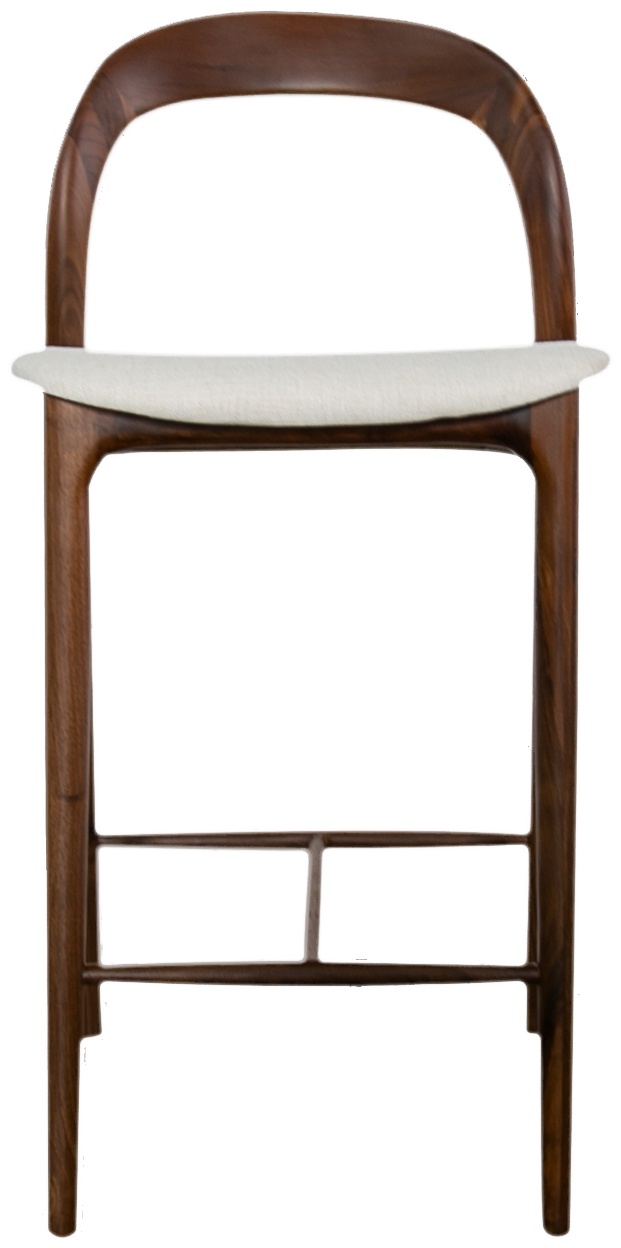 Silla de counter bentwood con marco de walnut natural sólido, tela Diego Cream. - image 1