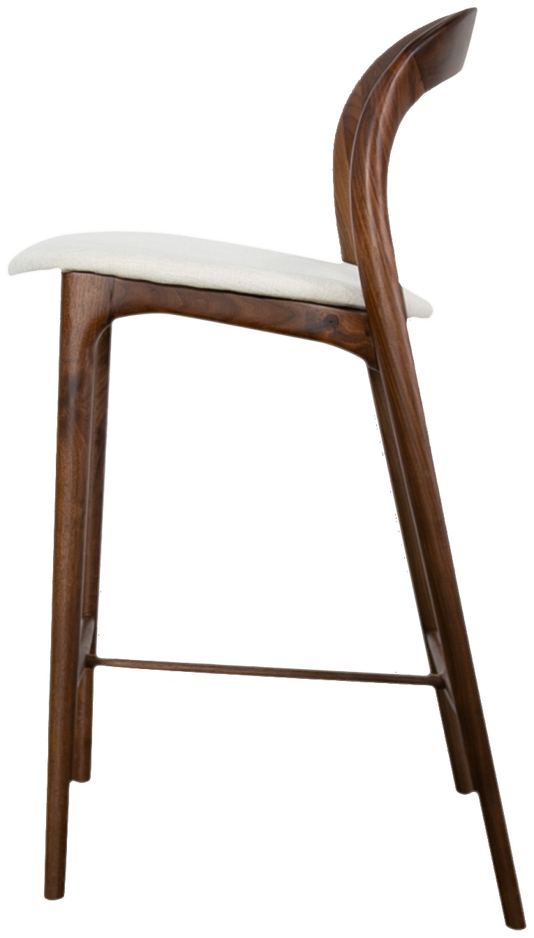 Silla de counter bentwood con marco de walnut natural sólido, tela Diego Cream. - image 3