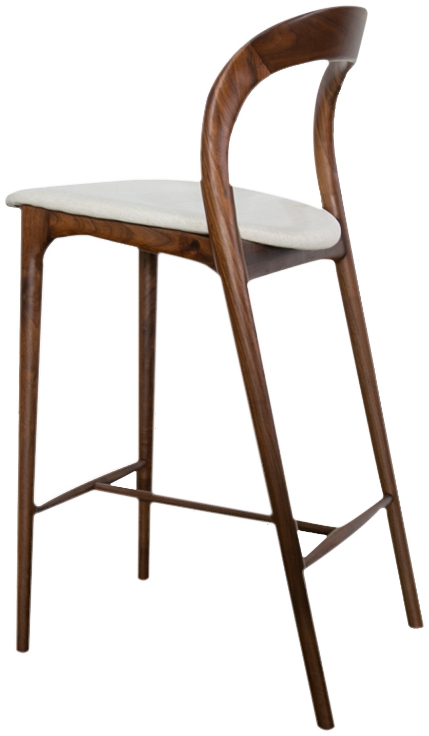 Bentwood counter chair with Solid natural walnut frame, Diego Cream Fabric - image 4