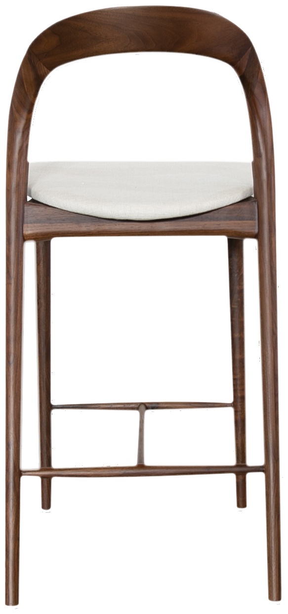 Silla de counter bentwood con marco de walnut natural sólido, tela Diego Cream. - image 5