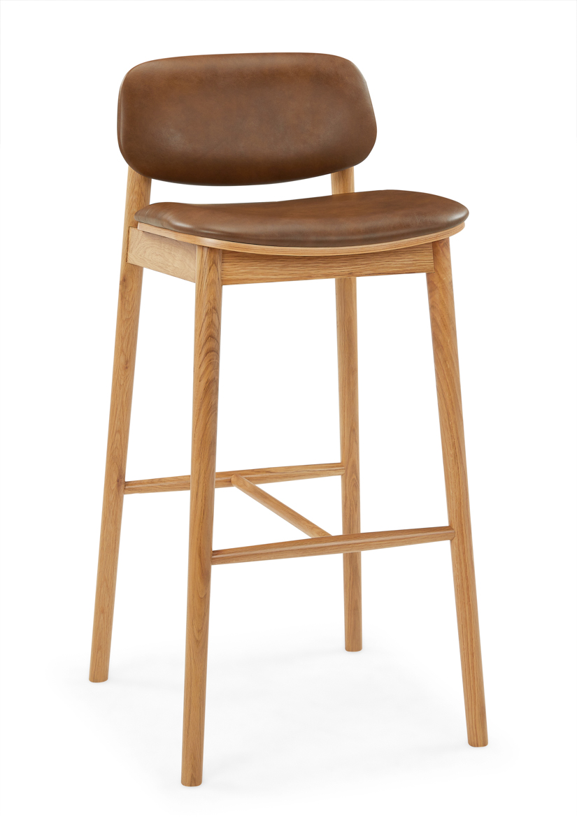 Lando bar chair with Solid natural oak frame, GR2 Antique Leather - image 1