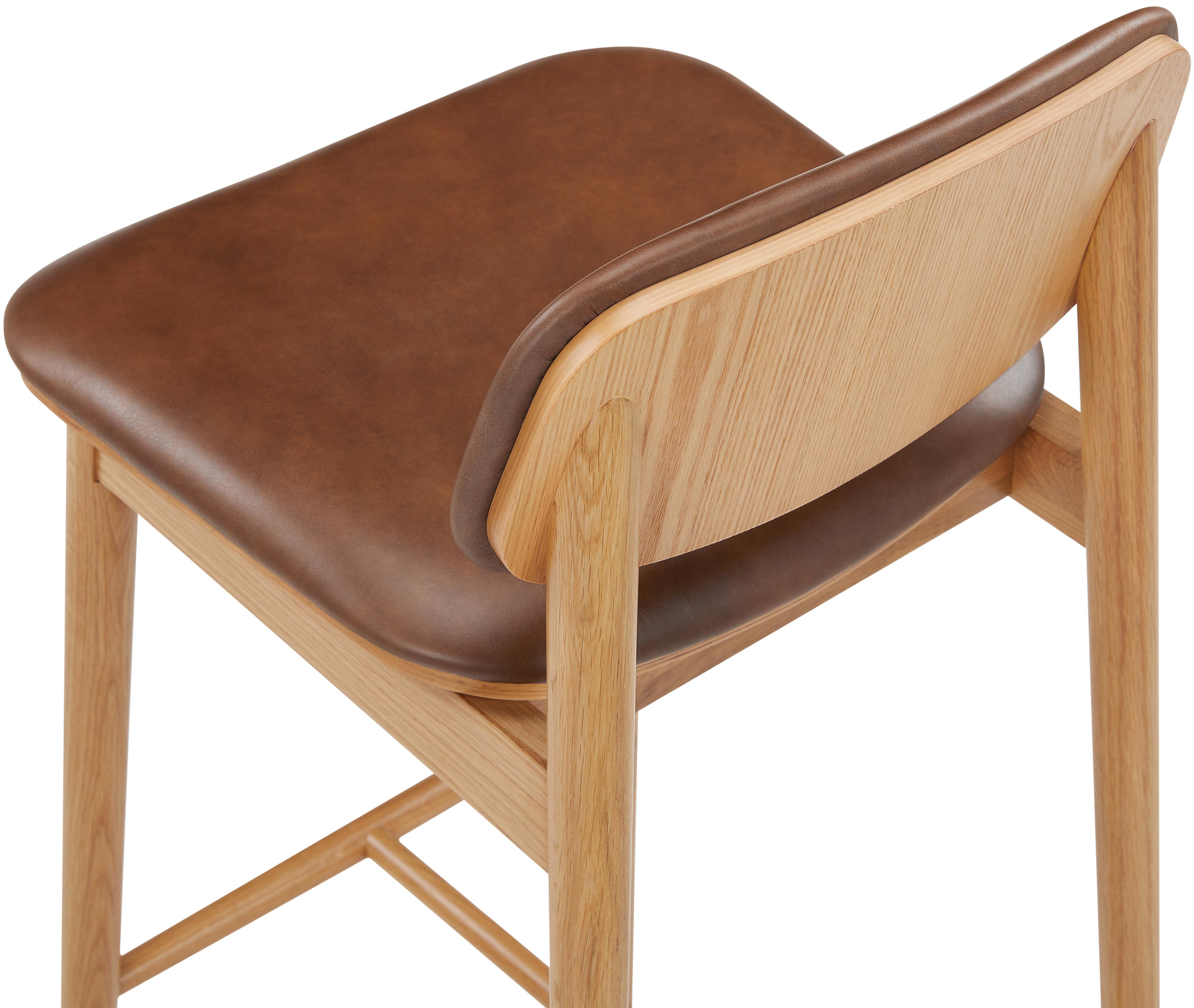 Lando bar chair with Solid natural oak frame, GR2 Antique Leather - image 3