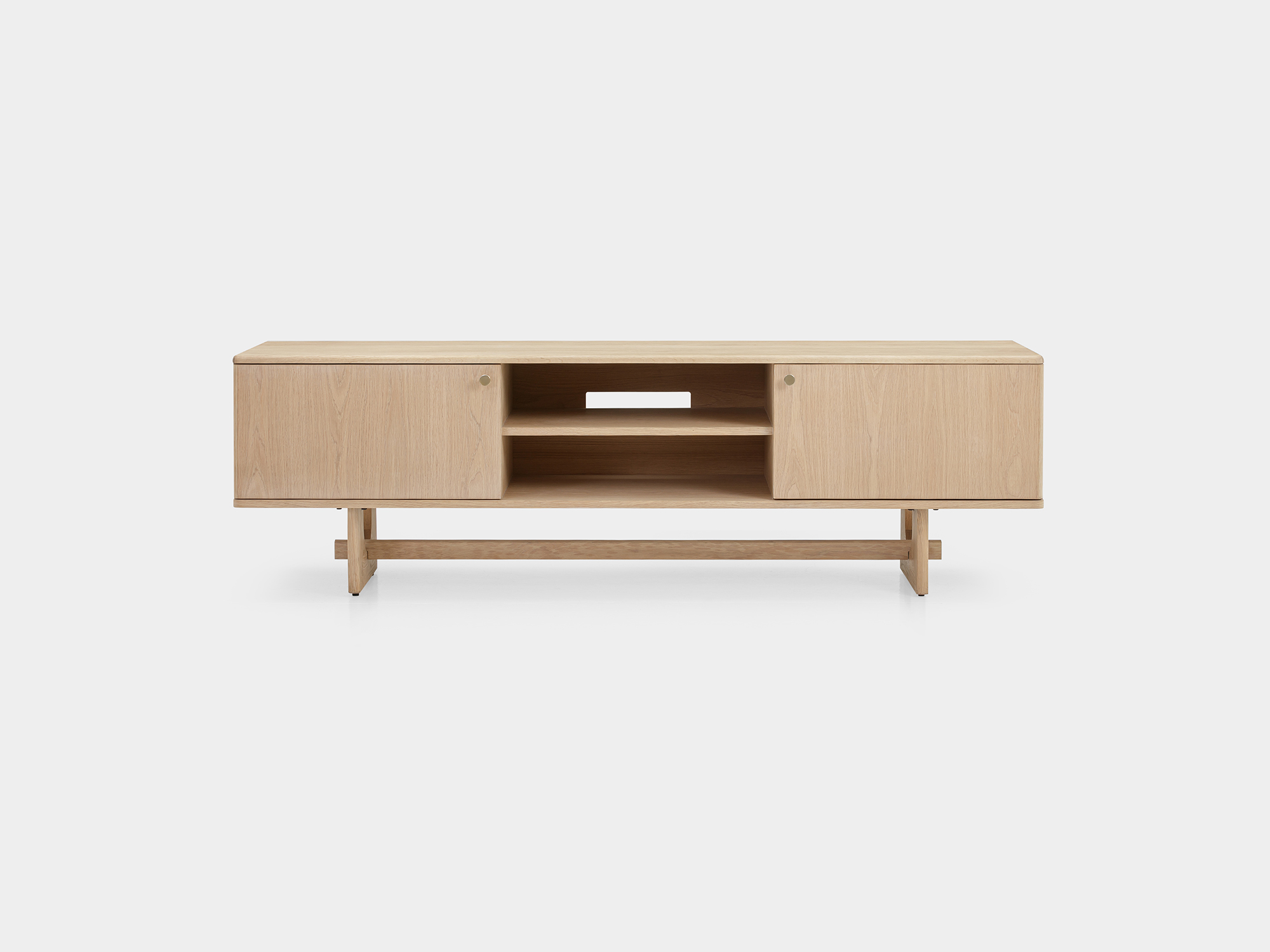 Arch TV Unit v1 with Solid natural oak frame, Natural oak veneer body, 180 cm - image 1