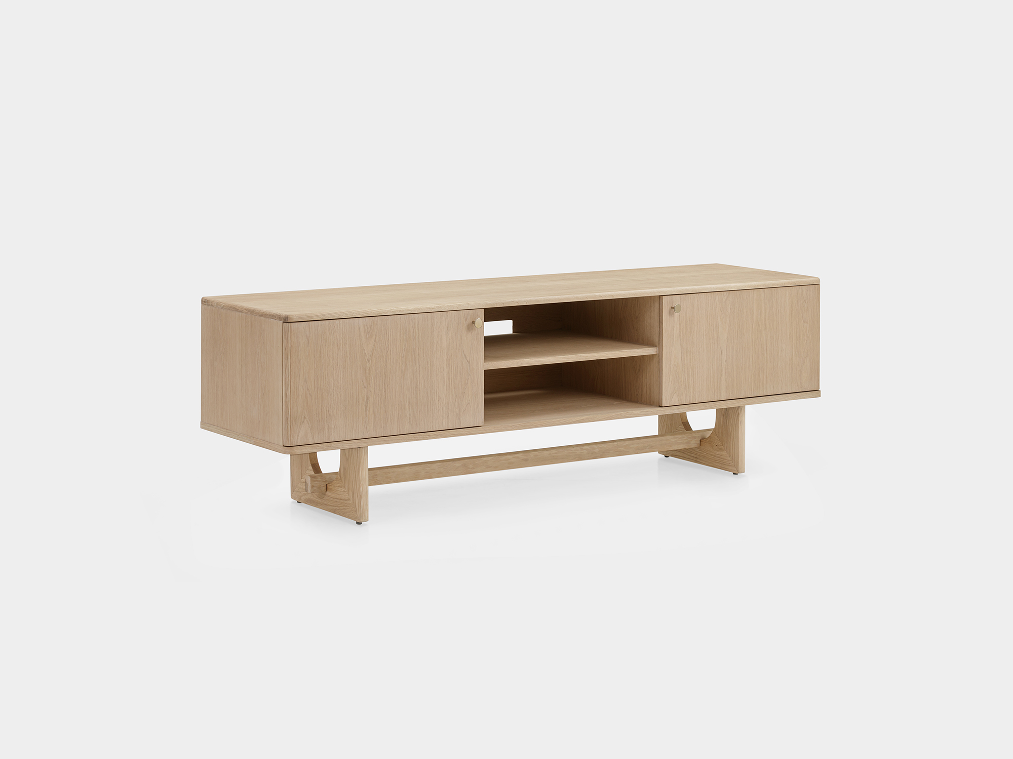 Arch TV Unit v1 with Solid natural oak frame, Natural oak veneer body, 180 cm - image 2